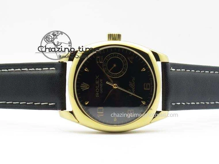AAA Replica Watches YG On 3879 Numeral Black Leather Cellini Dial A Date Strap Black NewStyle Markers 0101